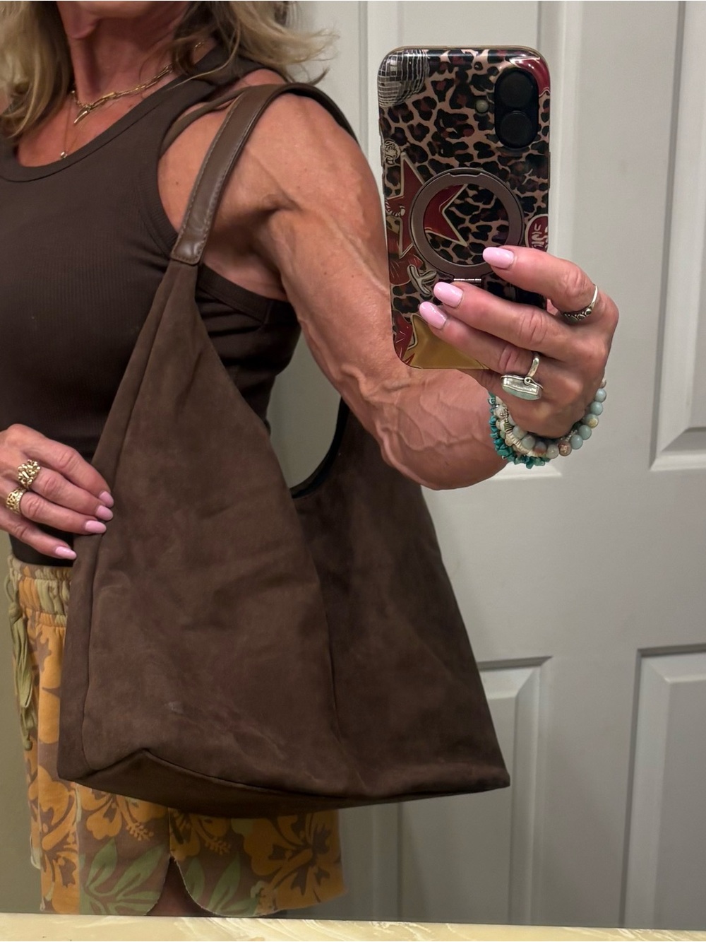 Classic Brown Suede Shoulder Bag for Women